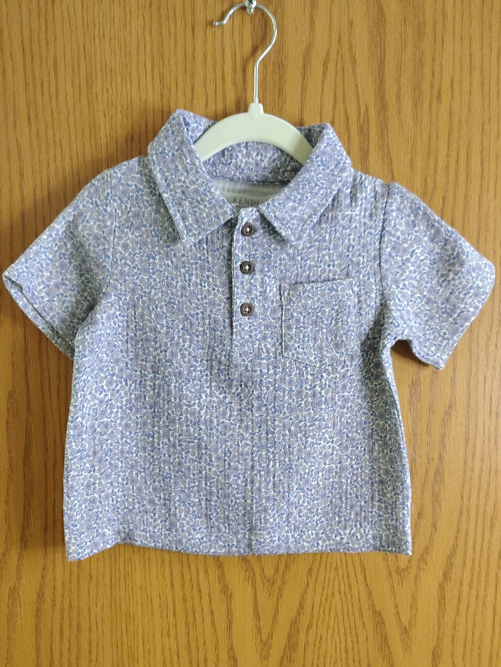 Kids' Short-Sleeve Floral Polo Shirt in Light Purple